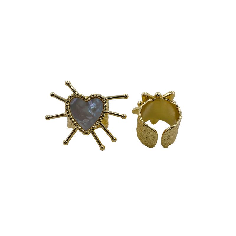 Fashion Love Radial Copper Gold-plated Shell Love Open Ring