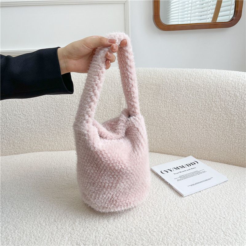 Fashion Pink Plush Large Capacity Tote Bag