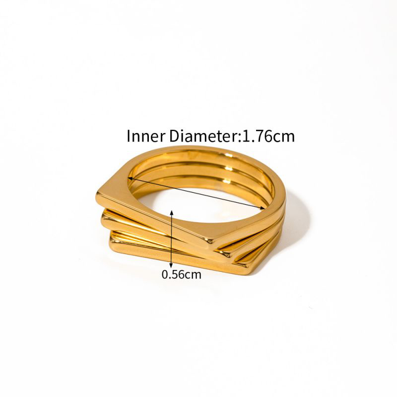 Fashion Gold Stainless Steel Geometric Multi-layered Cross Ring