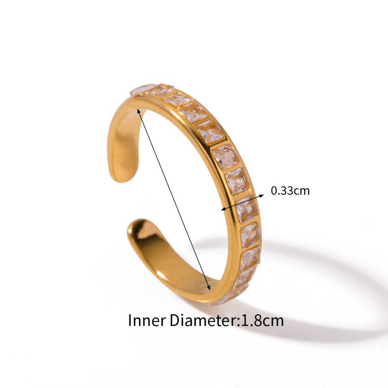 Fashion White-2 Titanium Steel Square Diamond Ring