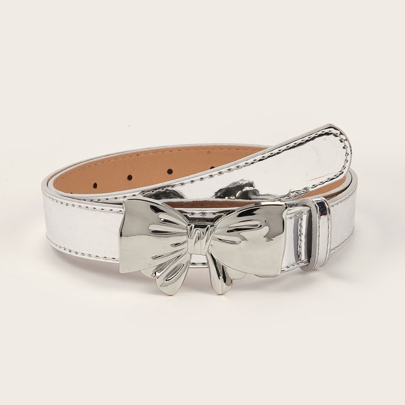 Fashion 2.8cm Bow Snap Button (silver Mirror) Mirrored Bow Buckle Wide Belt