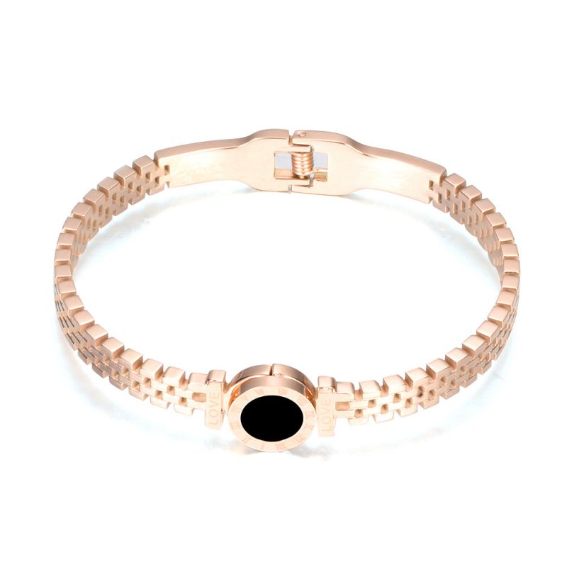 Fashion Rose Gold Titanium Steel Hollow Bracelet Round Epoxy Bracelet