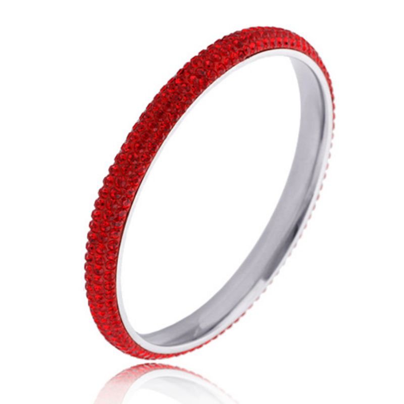 Fashion Light Red Stainless Steel Diamond Curved Geometric Bracelet