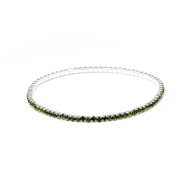 Fashion Silver Olive Green Geometric Diamond Round Bracelet