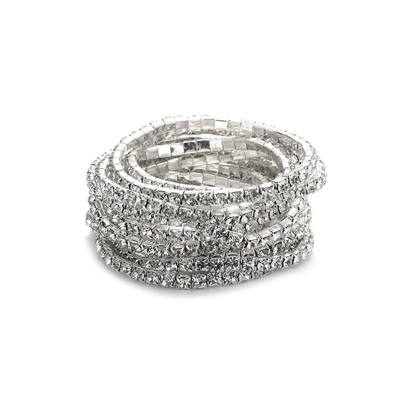 Fashion Jb310701s-w One Piece Geometric Diamond Round Bracelet