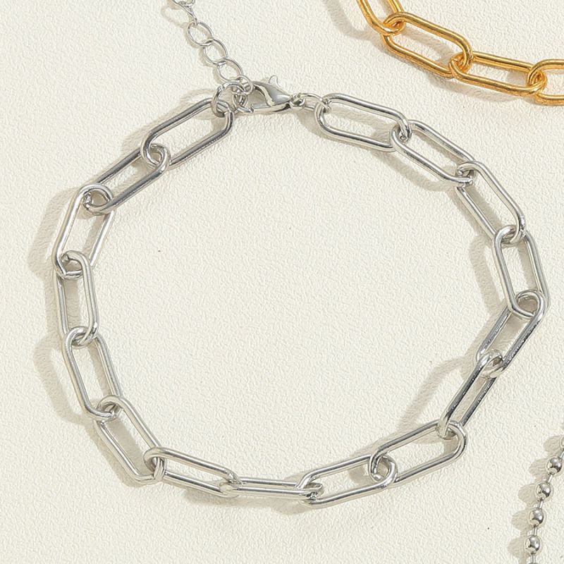 Fashion Paper Clip Bracelet Real White Gold Copper Diamond Chain Bracelet