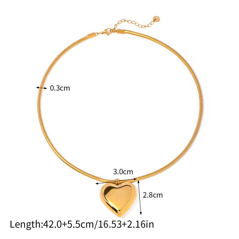 Fashion Gold Stainless Steel Snake Bone Chain Love Necklace