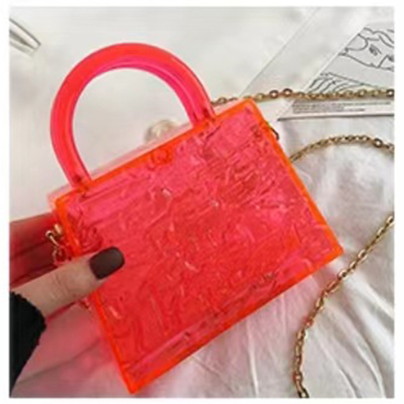 Fashion Piece Of Red Acrylic Transparent Ice Crack Crossbody Bag