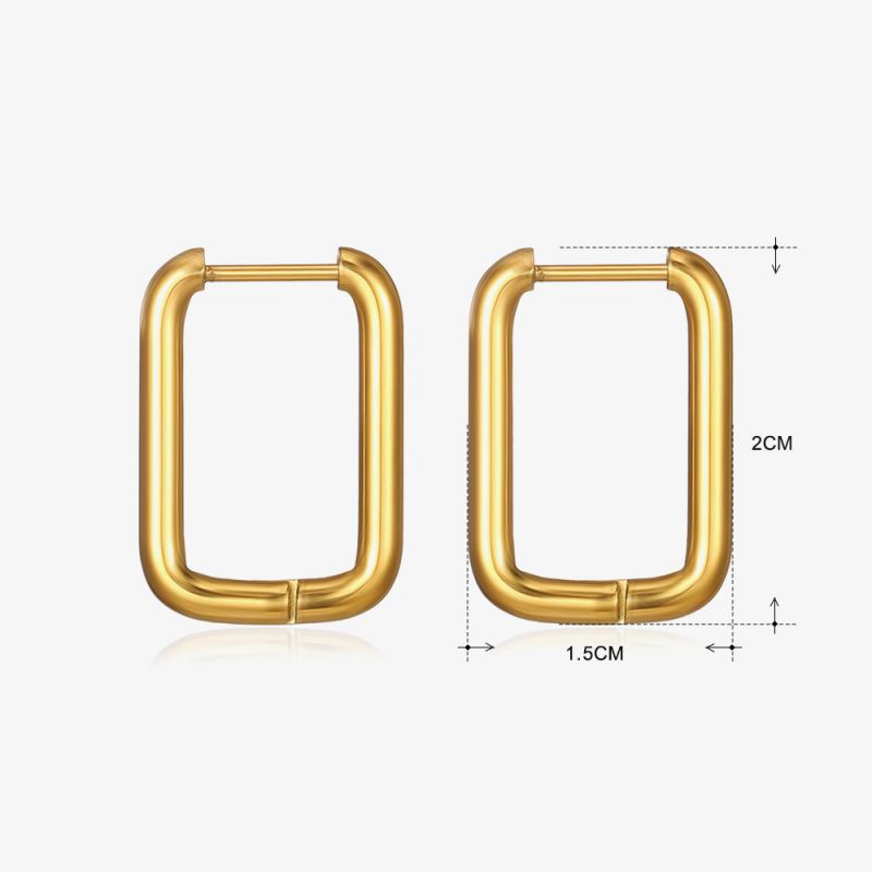 Fashion Gold Rectangular Earrings Stainless Steel Rectangular Earrings