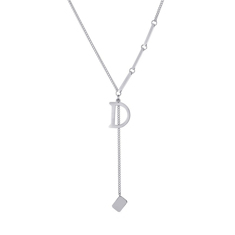 Fashion 16# Metal Letter Tag Y-shaped Necklace