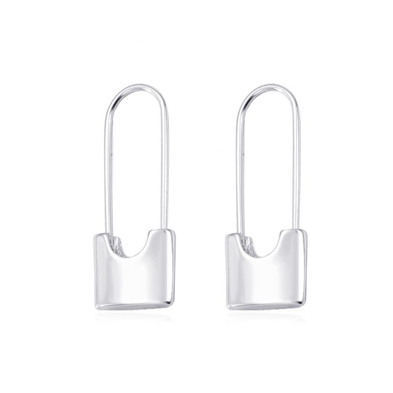 Fashion 11# Copper Geometric Lock Stud Earrings