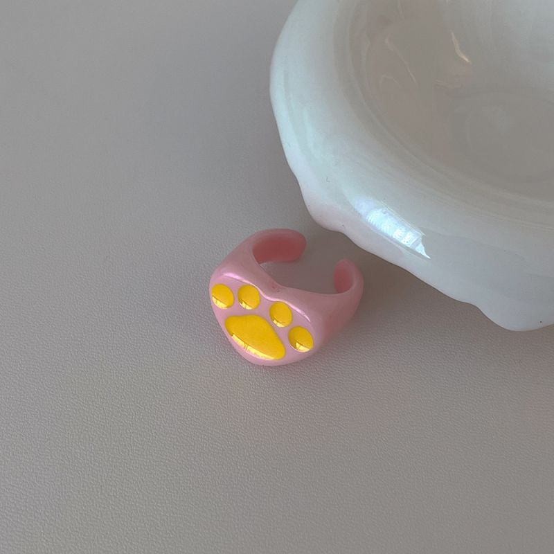 Fashion Pink Resin Cat Claw Open Ring