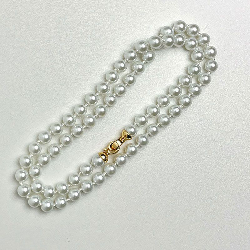 Fashion Long White Agate Beaded Necklace