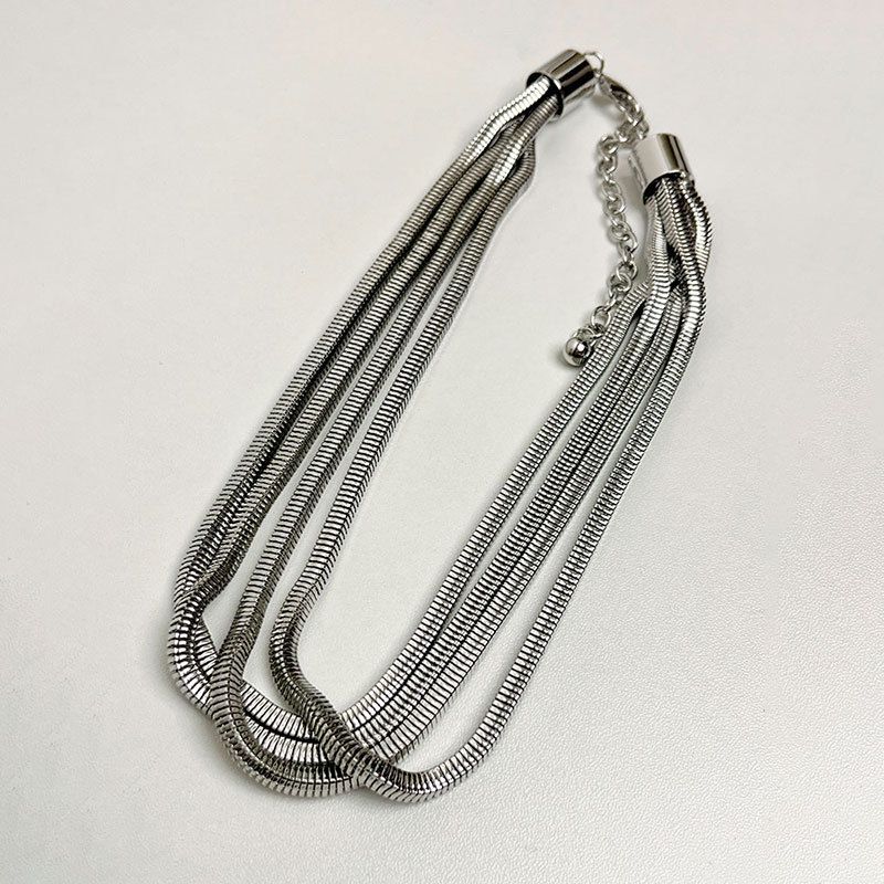 Fashion Silver Metal Chain Multi-layer Necklace