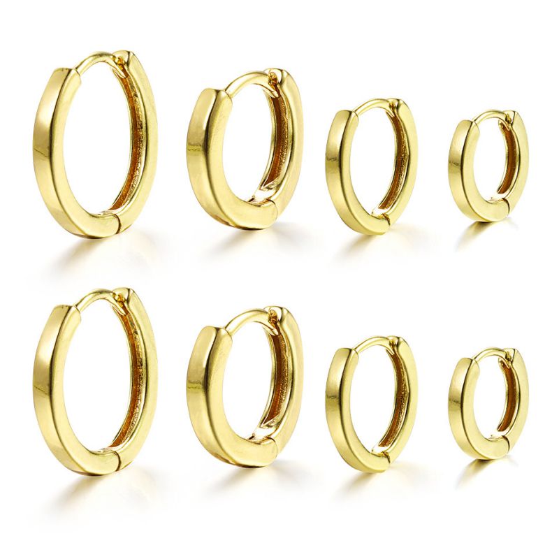 Fashion Gold Copper Geometric Round Earring Set