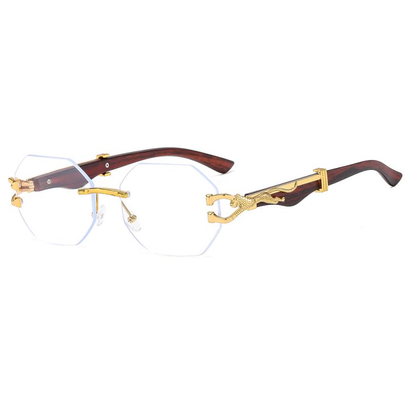 Fashion Gold Frame White Piece Rimless Cut-edge Sunglasses