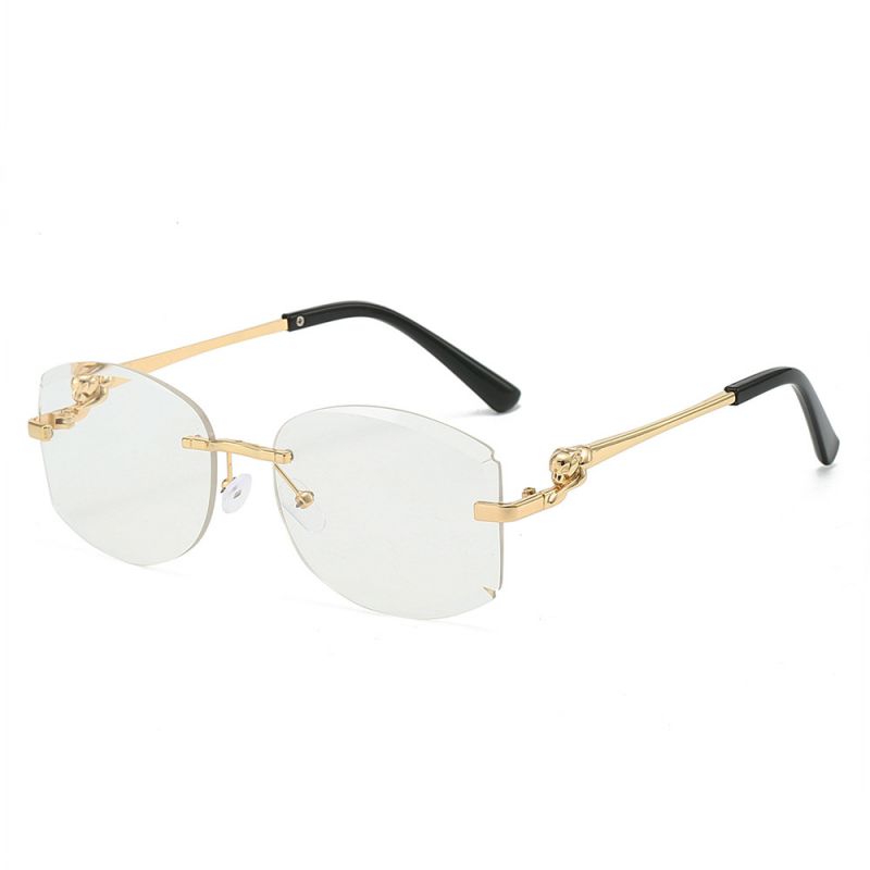 Fashion Gold Frame White Piece Pc Large Rimless Sunglasses