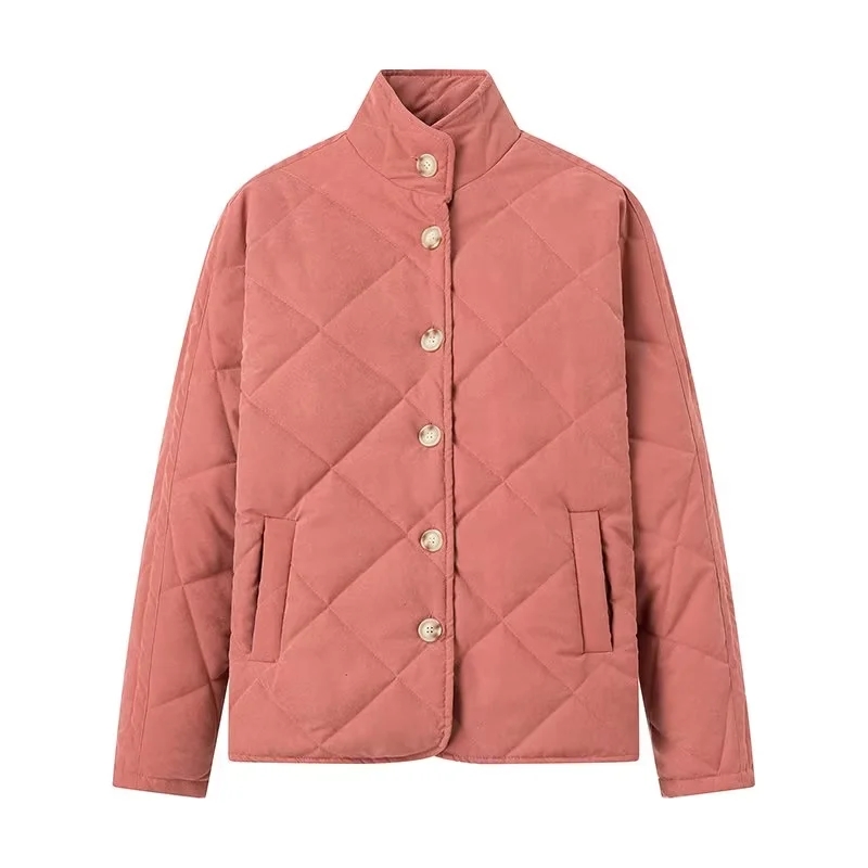 Fashion Red Diamond-breasted Stand-collar Jacket