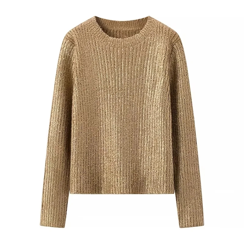 Fashion Gold Gilded Crew Neck Sweater