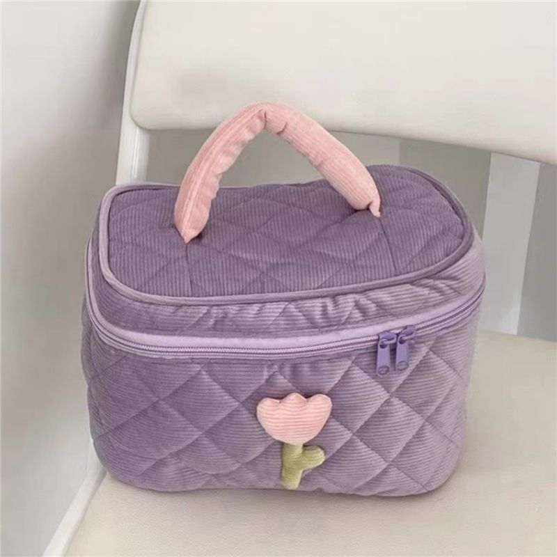 Fashion Grape Purple Corduroy Large Capacity Portable Storage Bag