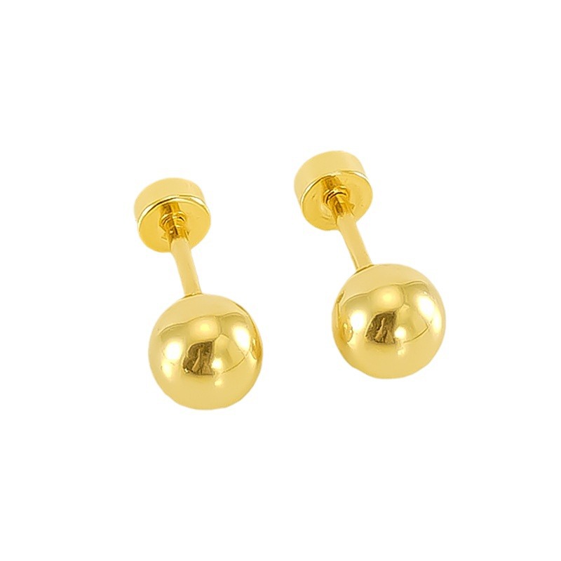 Fashion Gold Titanium Steel Gold-plated Round Ball Earrings