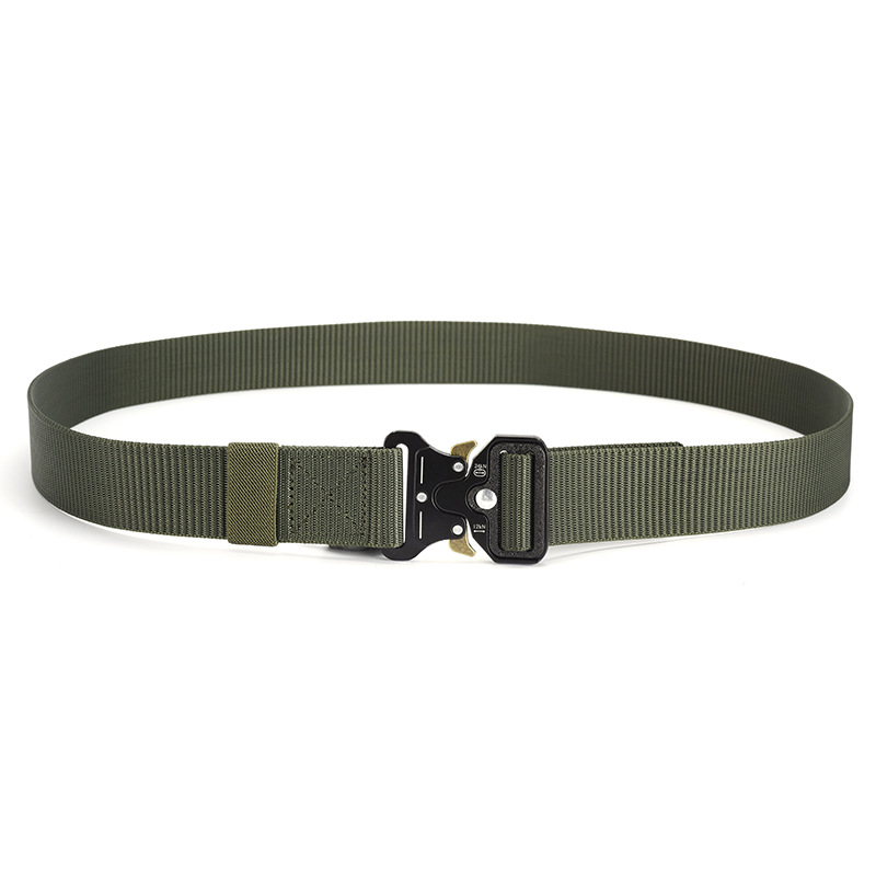 Fashion Armygreen Wide Canvas Belt With Metal Buckle