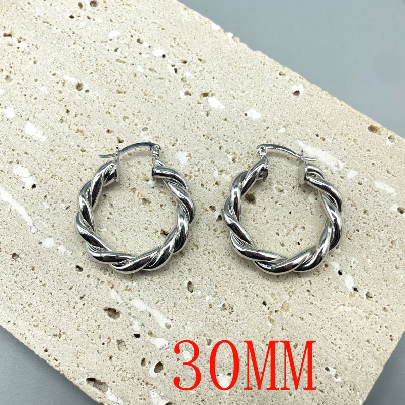 Fashion Silver 30mm Gold-plated Copper Twist Round Earrings