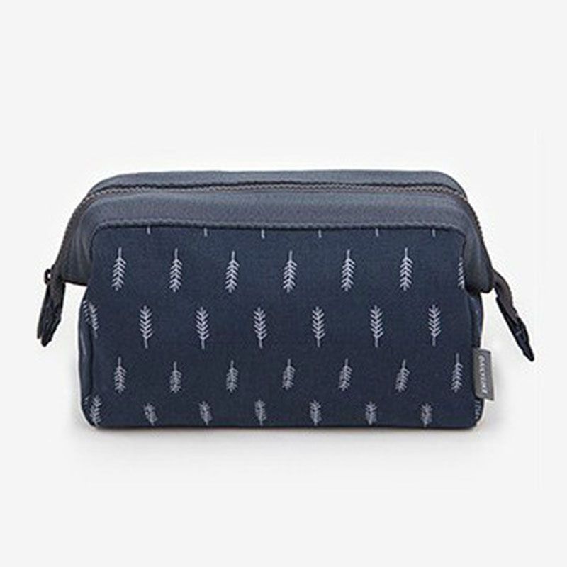 Fashion Navy Feather Polyester Printed Large Capacity Pencil Case