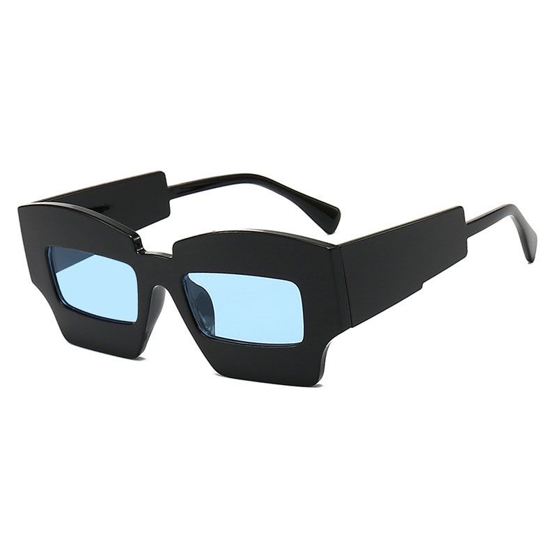 Fashion Black Frame Blue Film Ac Square Small Frame Sunglasses