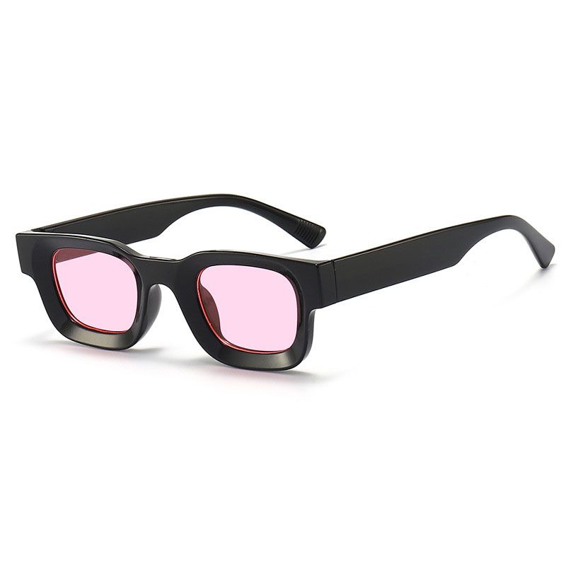 Fashion Bright Black Powder Flakes Pc Square Small Frame Sunglasses