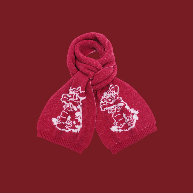 Fashion Serious Dragon Wool Knitted Printed Scarf