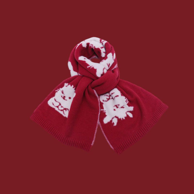 Fashion Love Cute Dragon Cotton Polyester Printed Knitted Scarf