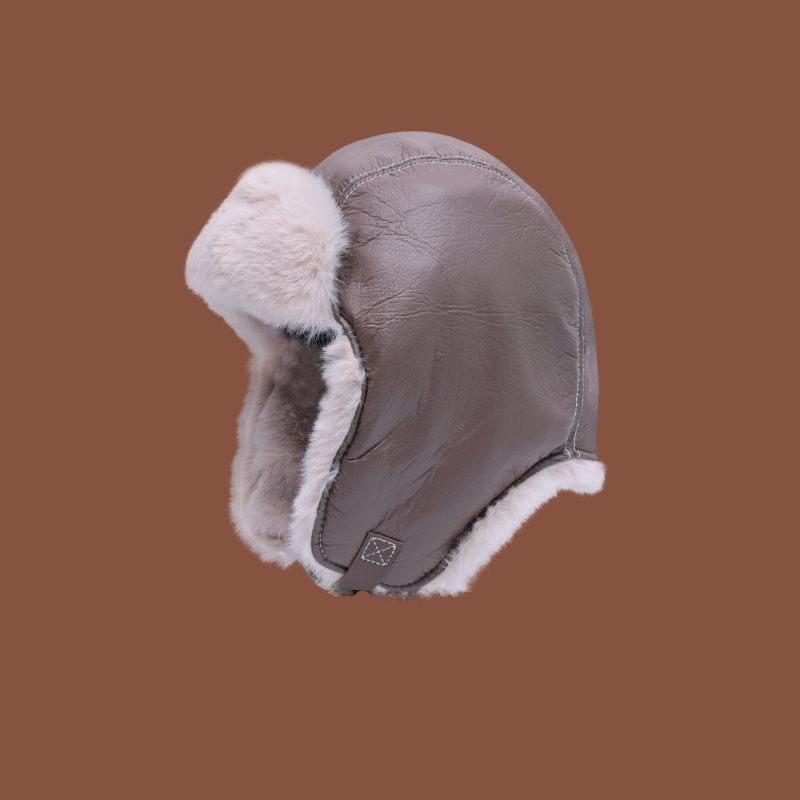 Fashion Khaki Adult Size Cotton Polyester Foldable Plush Ear Protective Hood