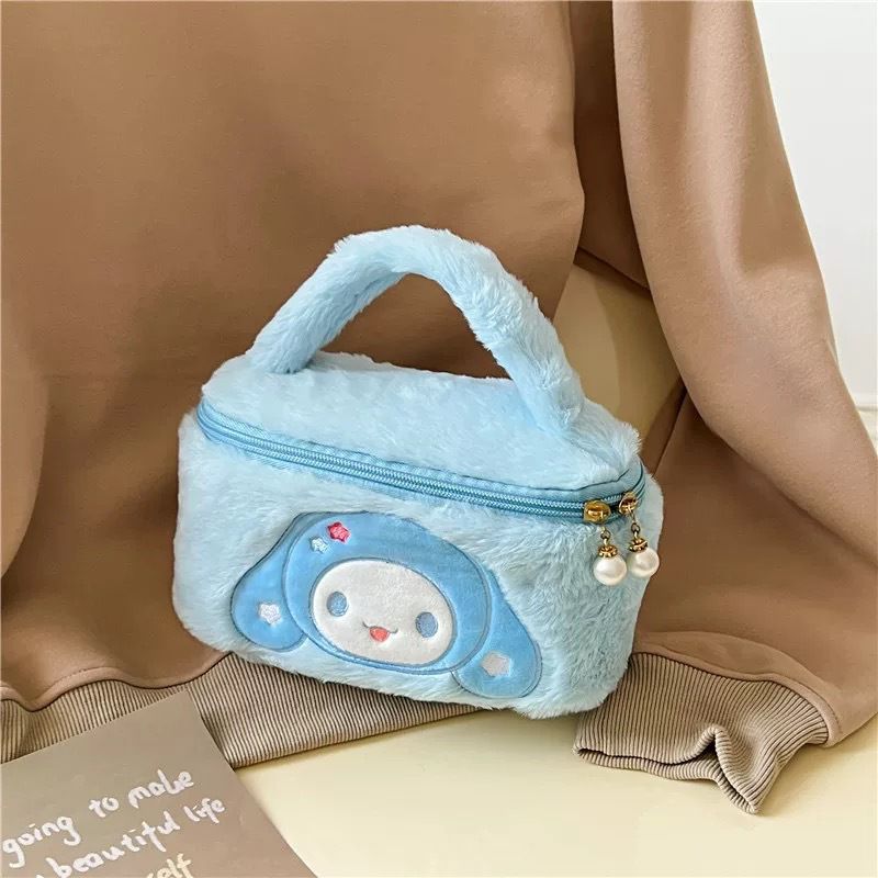 Fashion Blue Cinnamon Bun Plush Cartoon Large Capacity Handbag
