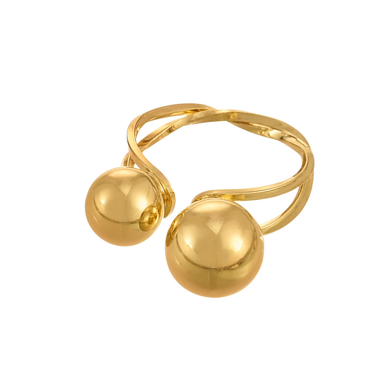 Fashion Golden 6 Copper Irregular Ball Ring