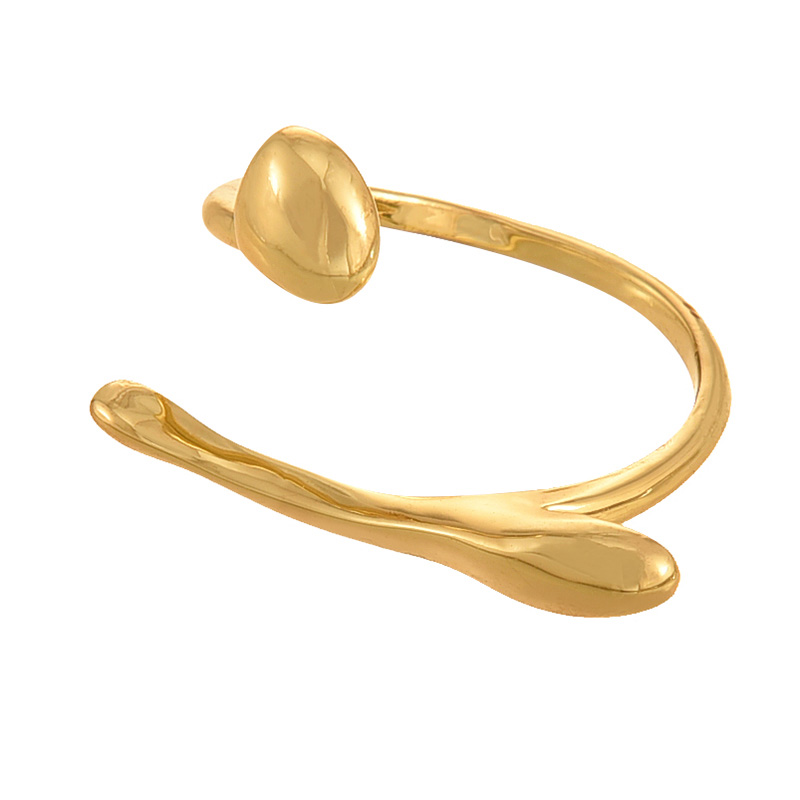 Fashion Golden 3 Copper Irregular Open Ring