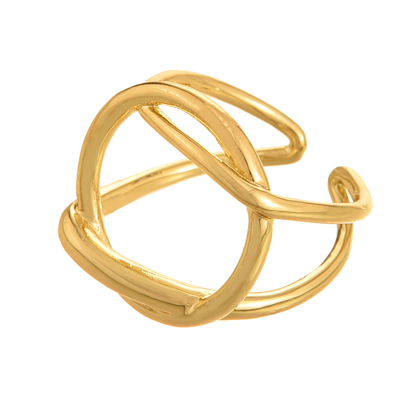 Fashion Golden 4 Copper Irregular Open Ring