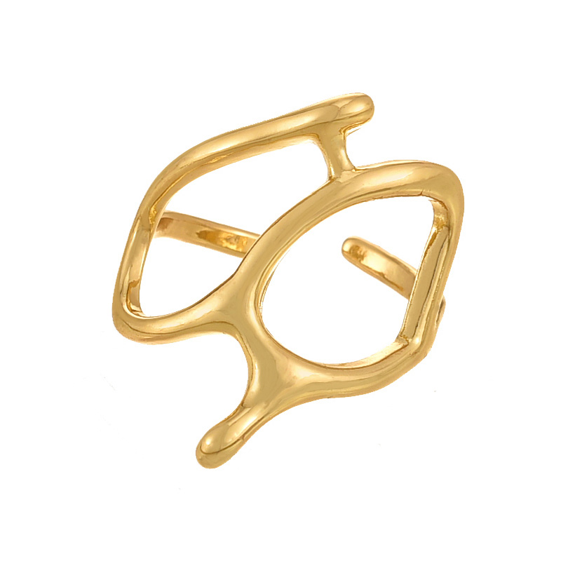 Fashion Golden 5 Copper Irregular Open Ring