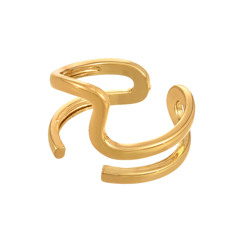 Fashion Golden 6 Copper Irregular Open Ring