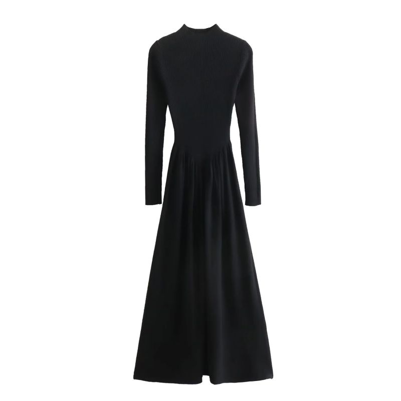 Fashion Black Cashmere Knitted Long Skirt