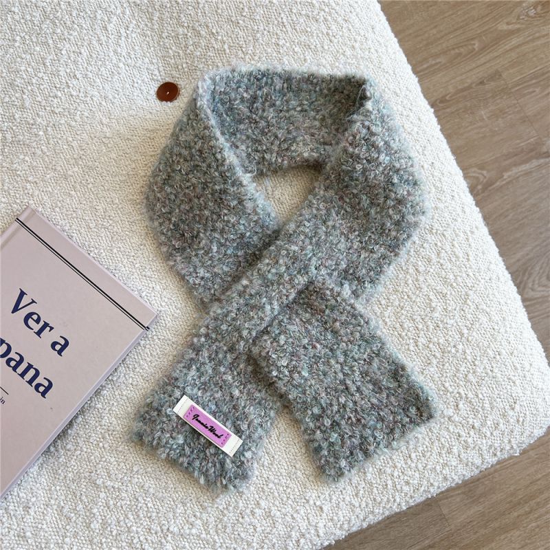 Fashion 10d Flower Ash Wool Cross-knit Patch Scarf