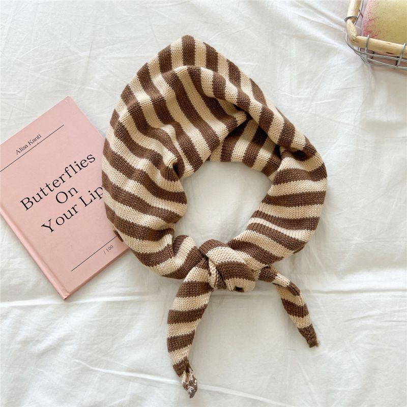 Fashion 4 Coffee Striped Knitted Scarf