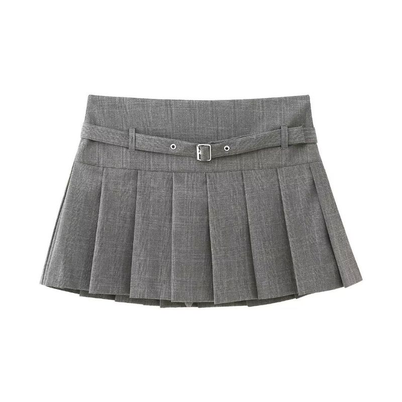 Fashion Extraordinarily Light Gray Polyester Wide Pleated Culottes