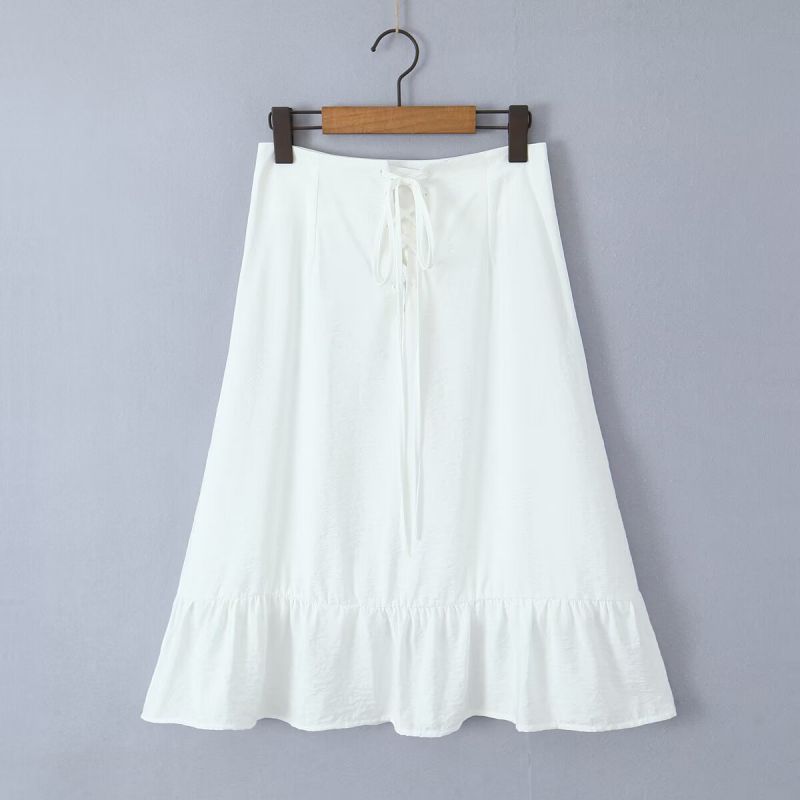 Fashion White Lace-up Skirt