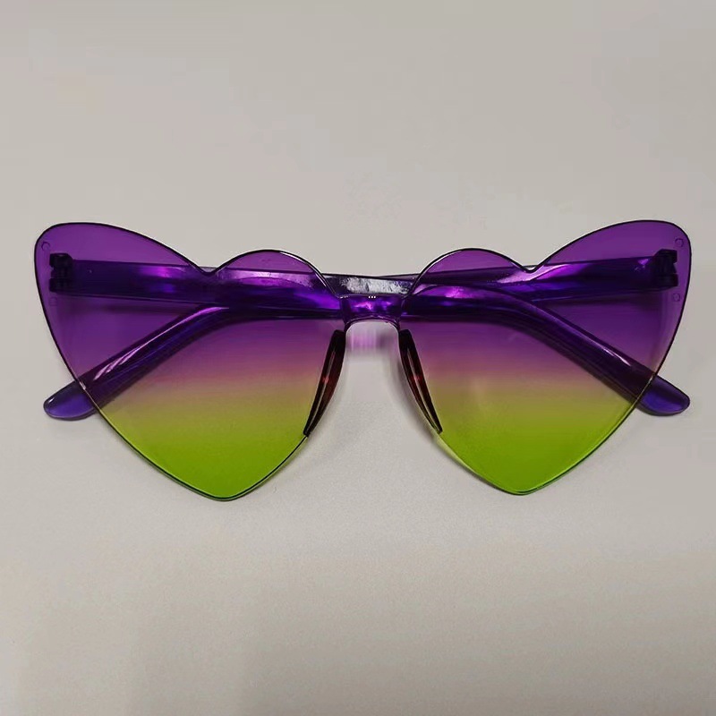 Fashion Purple Top And Fluorescent Green Bottom Pc Love Sunglasses