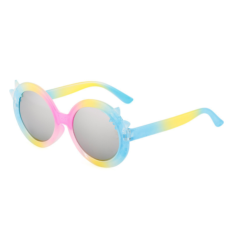 Fashion Butterfly Blue Pc Round Frame Childrens Sunglasses