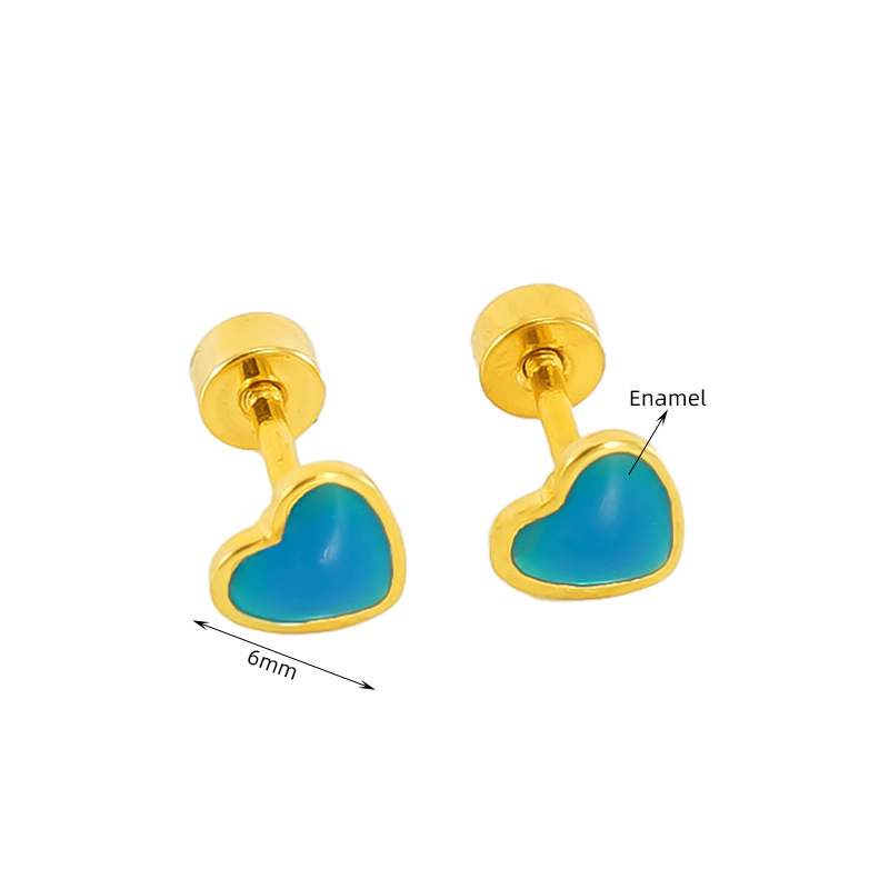 Fashion Blue Stainless Steel Dripping Love Earrings