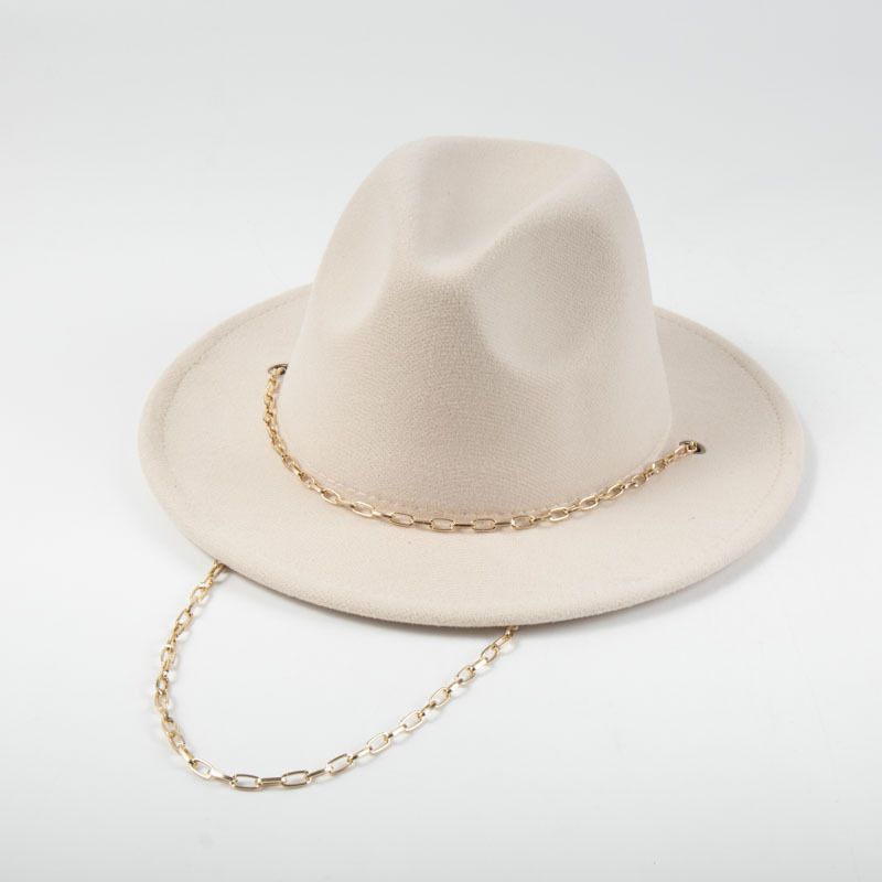 Fashion C061 Off-white Metal Chain Jazz Hat
