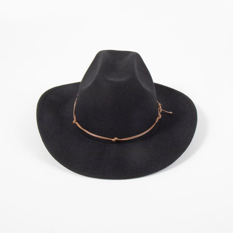 Fashion Ridge Top Black Corded Felt Jazz Hat