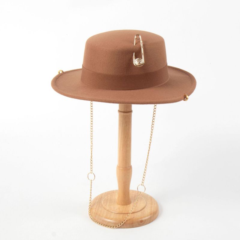 Fashion C009 As Shown In Brown Color Flower Pin Chain Flat Jazz Hat